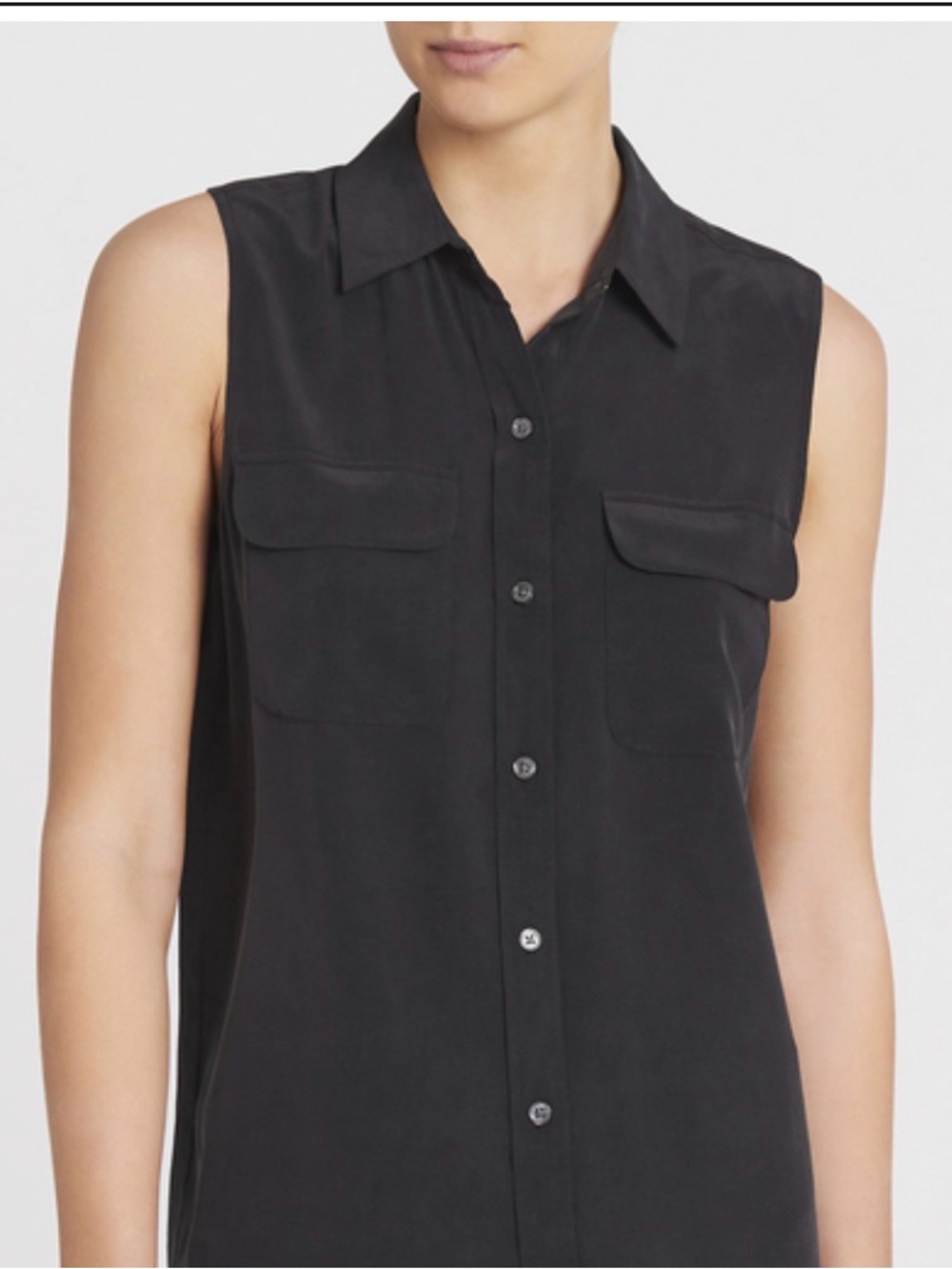 J. Jill Black Sleeveless Button-Down Shirt- large petite